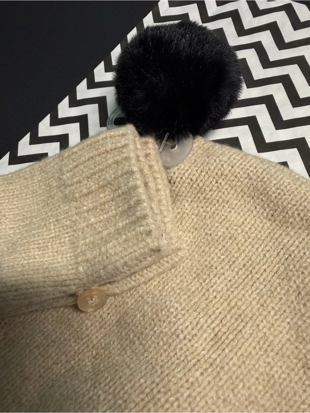 BNWT BABY GAP CASHSOFT POM HAT & MITTENS SET OATMEAL HEATHER SIZE 12-24 MONTHS